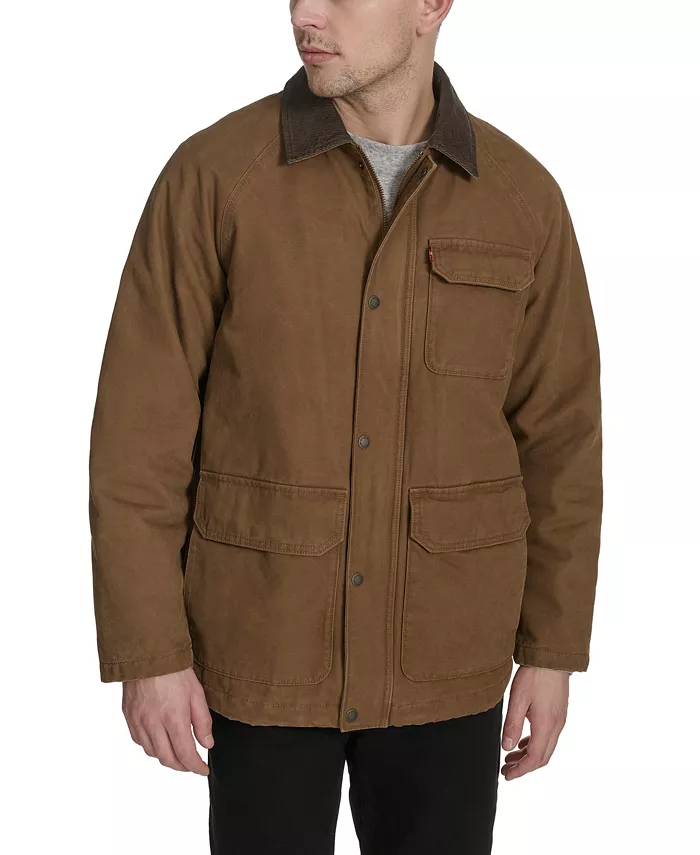

Мужская куртка амбарная из хлопкового канваса с воротником из вельвета Levi'S, коричневый