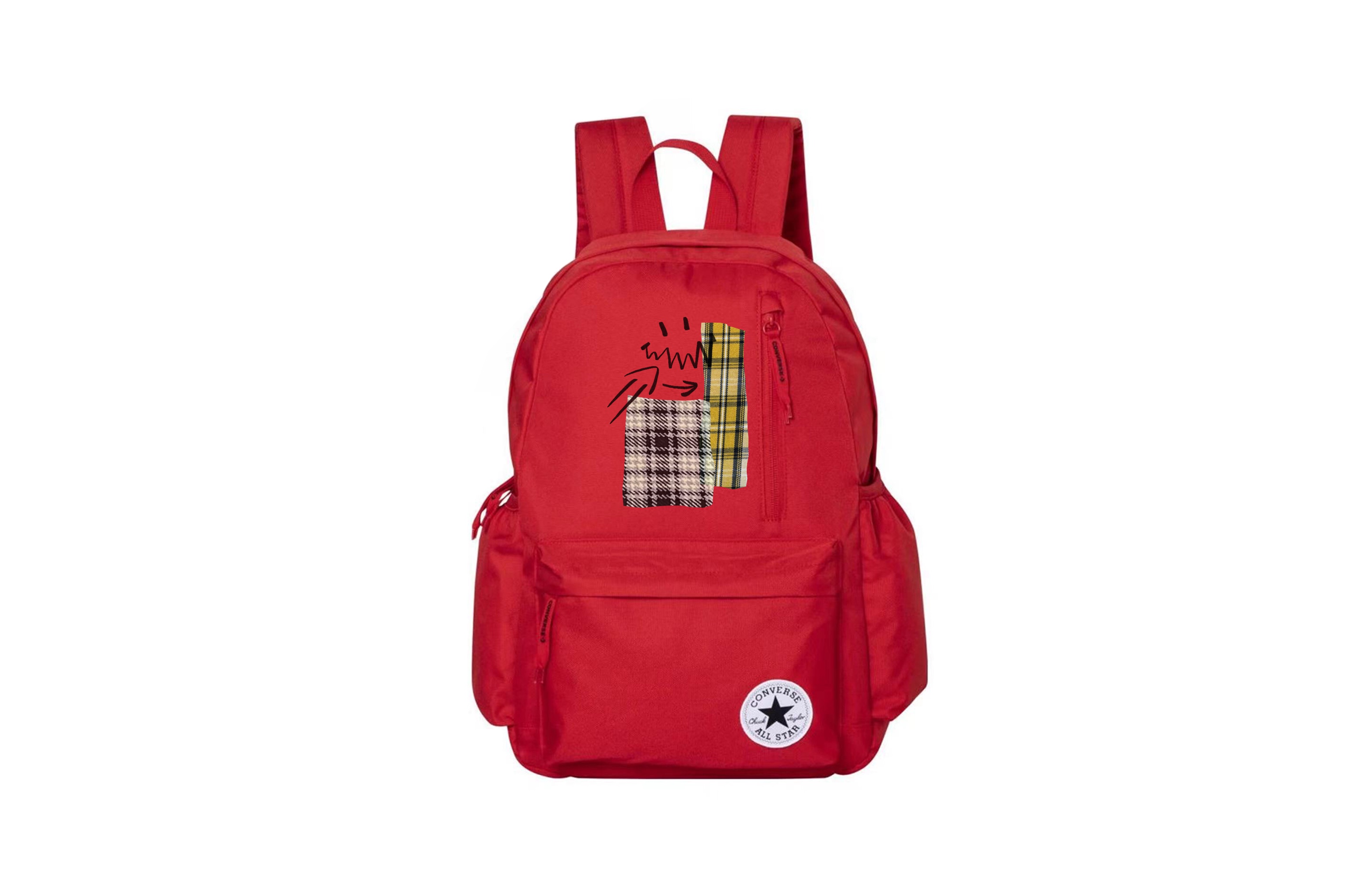 

Converse Полиэстеровый рюкзак обычный унисекс красный, Ghost Face Plaid