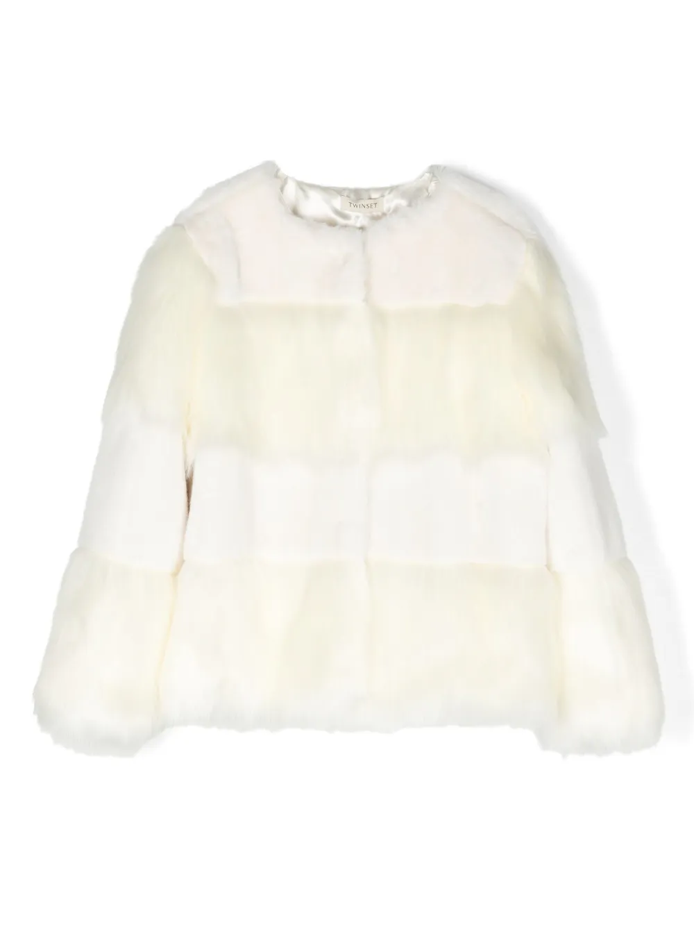 

Полосатая шуба из искусственного меха TWINSET Kids, белый