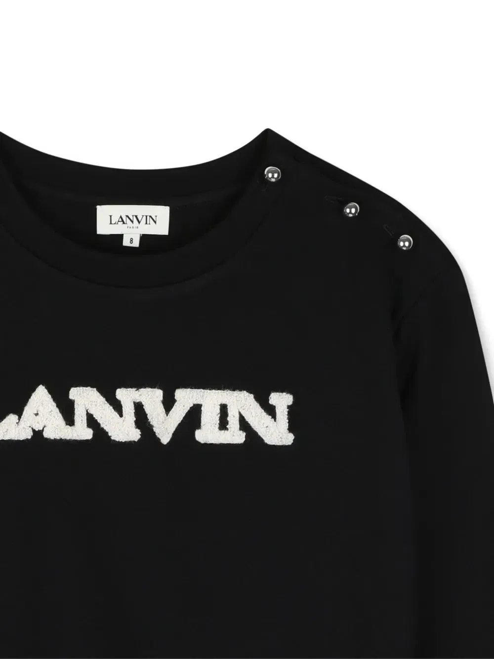 Толстовка с вышитым логотипом и пуговицами на плече Lanvin Enfant, черный — фото 3