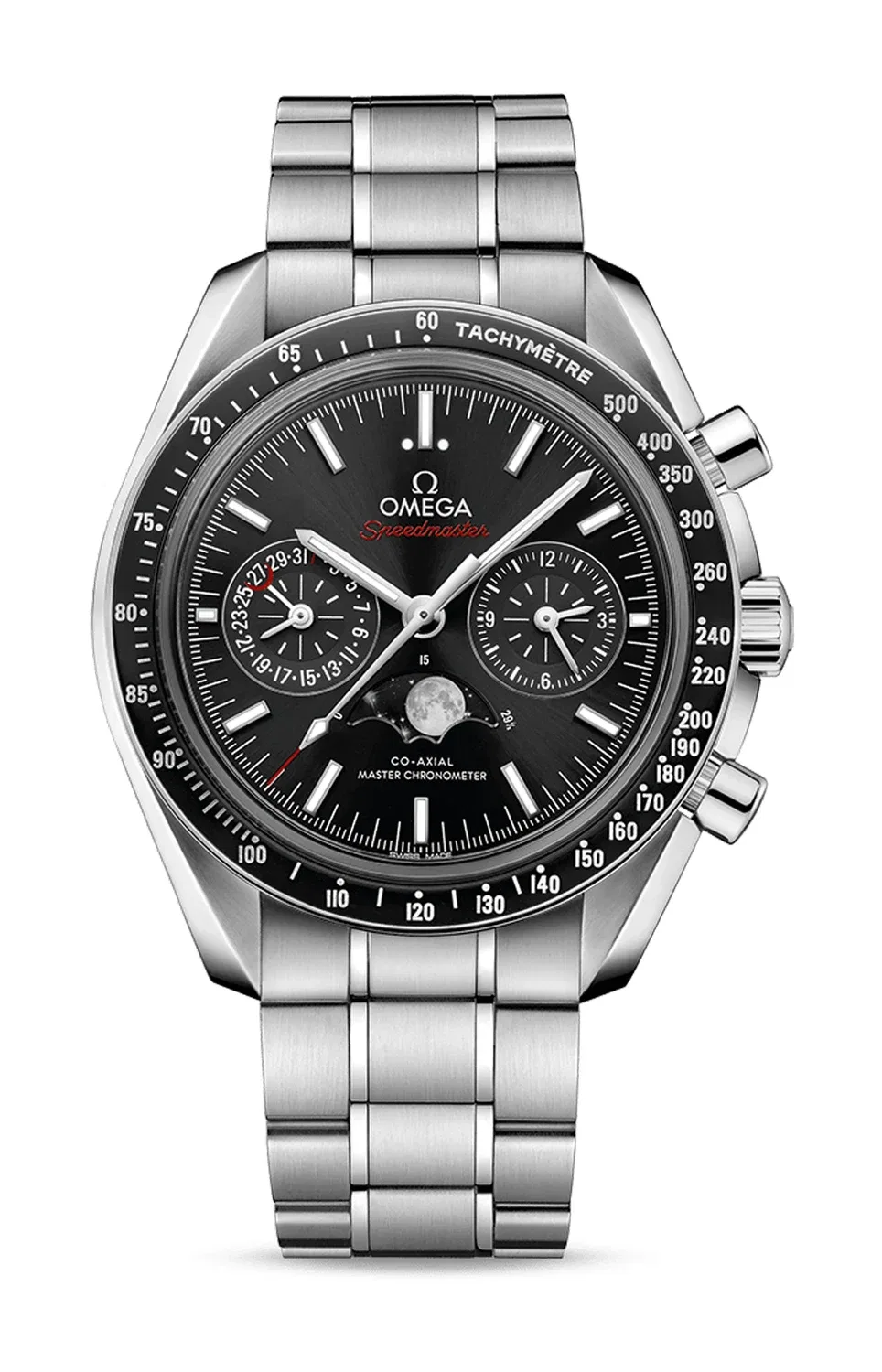ЛУННЫЕ ЧАСЫ OMEGA CO-AXIAL MASTER CHRONOMETER ХРОНОГРАФ С ЛУННОЙ ФАЗОЙ - 304.30.44.52.01.001, серебряный