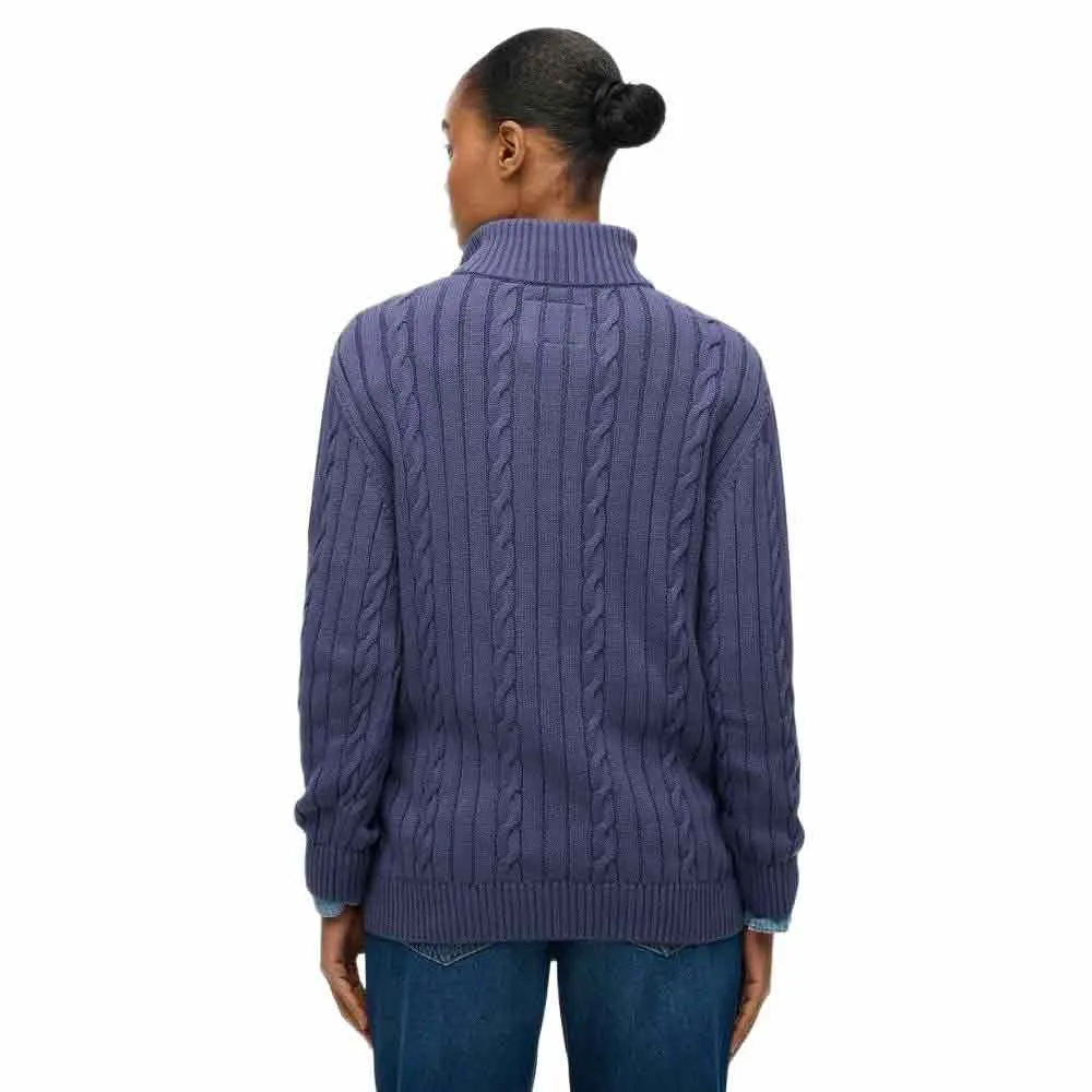 Свитер Superdry Slouchy Cable с застежкой-молнией до середины груди, синий — фото 2