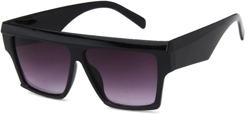 

Большие солнцезащитные очки для женщин, плоская оправа, пластиковая рамка, градиентные линзы, солнцезащитные очки большого размера generic, Black Double Grey