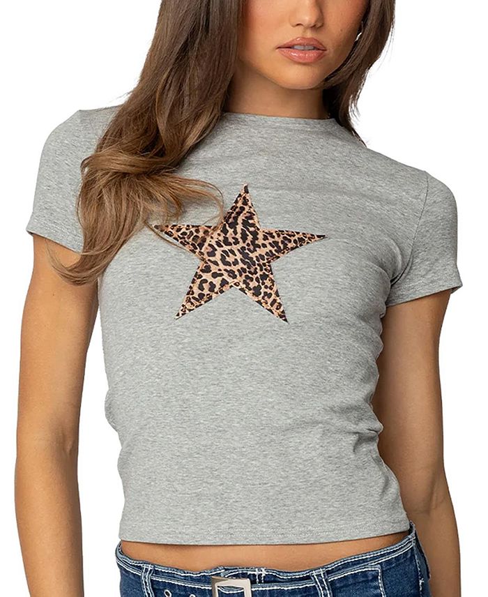 

Футболка Narla Leopard Star Edikted, серый