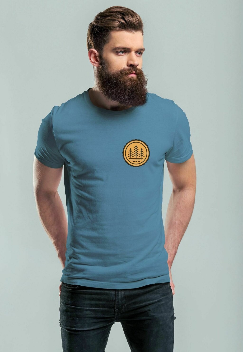 

Футболка с принтом WALD BÄUME BADGE NATURLIEBHABER OUTDOOR FASHION STREETSTYLE Neverless, цвет stone blue