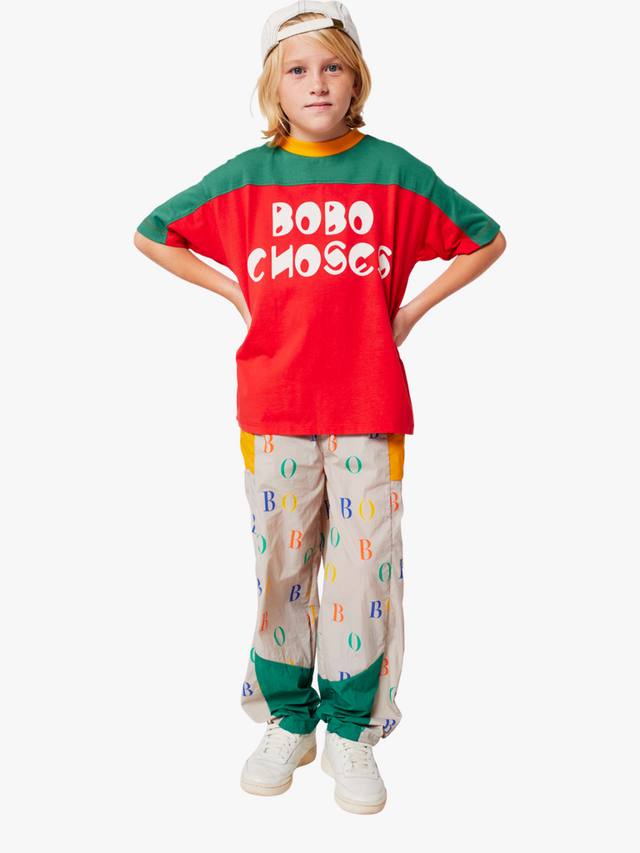 Детская хлопковая футболка с коротким рукавом и цветными блоками Bobo Choses, Red — фото 3