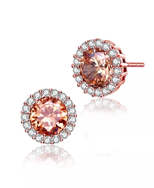 

Серьги-Гвоздики из стерлингового серебра с цветными кубическими цирконами Genevive, coffee