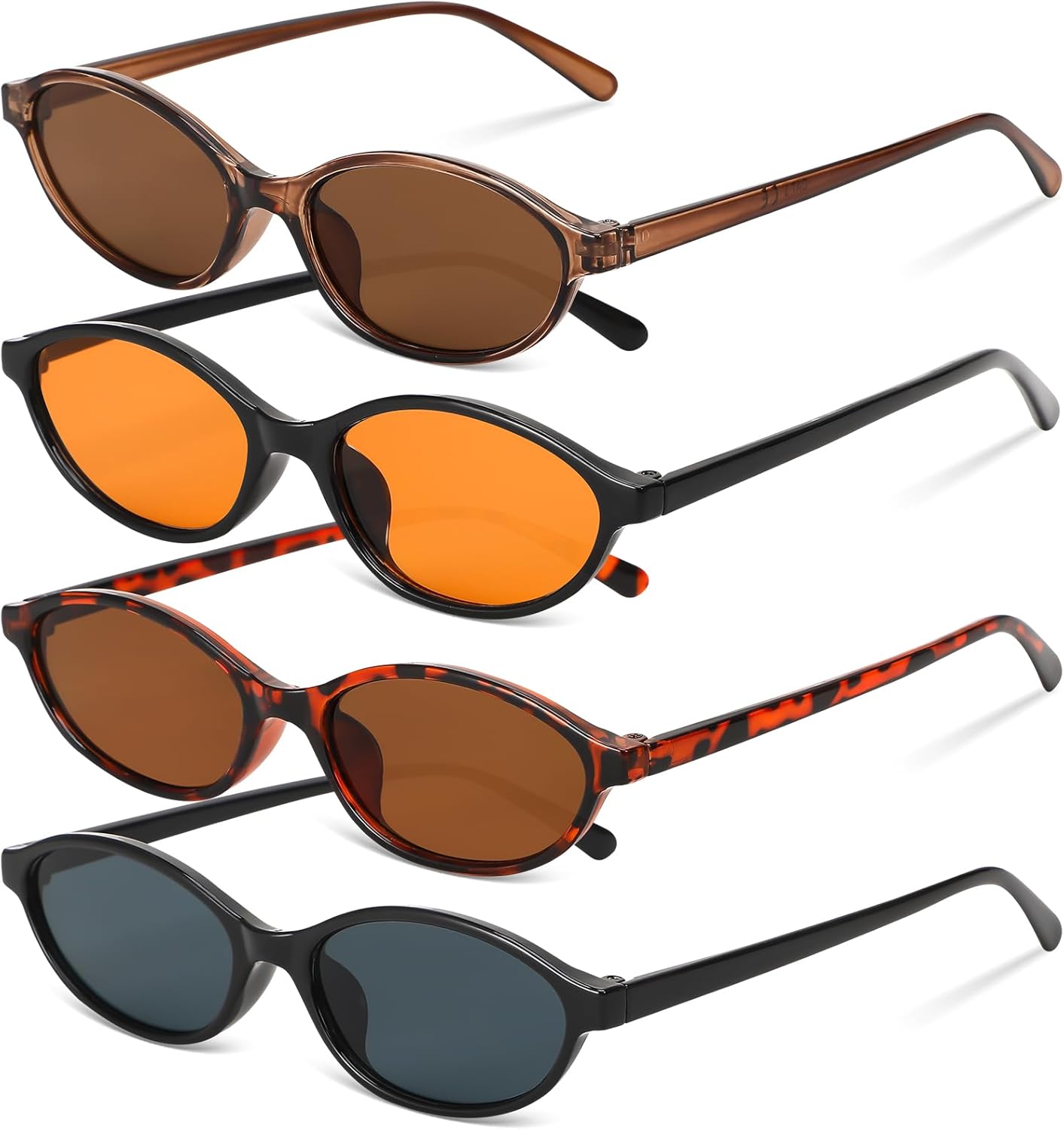 

Ретро-солнцезащитные очки овальной формы для женщин, маленькие очки «кошачий глаз», модные узкие очки в стиле Y2k с защитой от УФ-излучения Hoemwarm, Black, Brown, Leopard Print, Orange