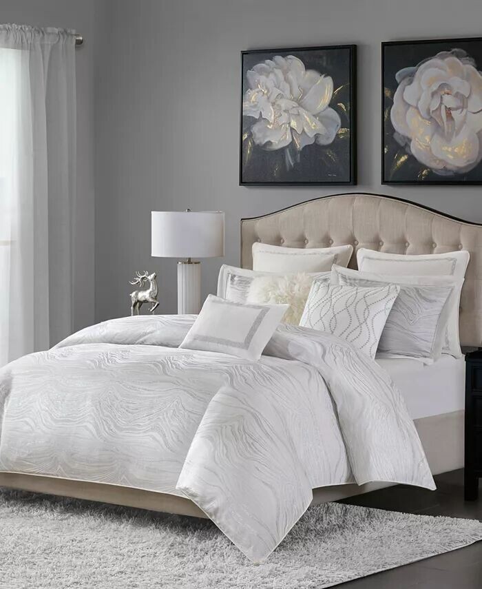 

Голливудский глэм, 8 шт. Комплект одеял, королева Madison Park Signature, белый