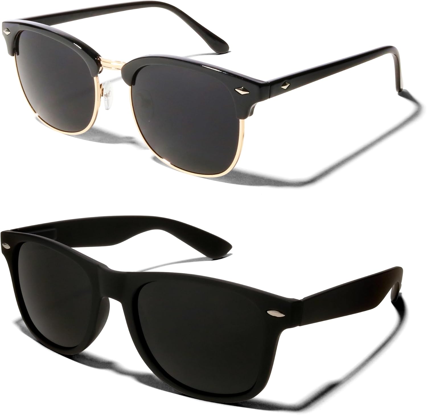 

Солнцезащитные очки ShadyVEU супертемного черного цвета с линзами, защищающими от УФ-излучения, на пружинном шарнире, в стиле ретро 80-х, 2-pack 1 Black Gold & 1 Matte Black