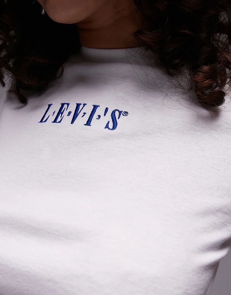 Спортивная футболка с центральным логотипом белого цвета Levi's — фото 4