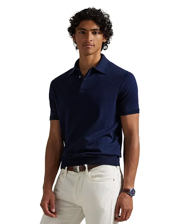 Хлопковый свитер с воротником-поло Polo Ralph Lauren, Blue
