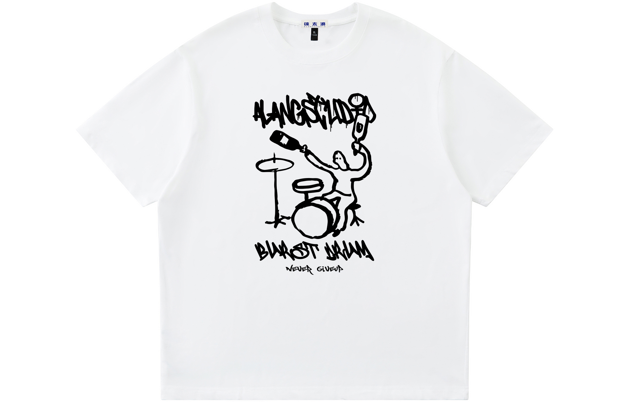 

Свободная повседневная футболка с круглым вырезом и короткими рукавами Unisex ALang Studio, 2 шт (белый+темно-синий)