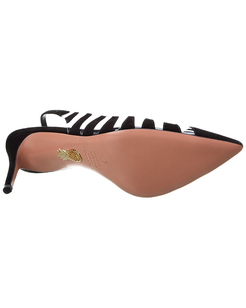 Туфли-лодочки Aquazzura Hot Rumor 75 из замши и винила, черный — фото 4