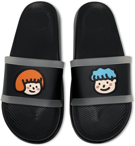 

Милые тапочки для женщин и мужчин с нескользящей толстой подошвой, домашние тапочки для подростков, девочек и мальчиков, милые летние сандалии Plonme, черный