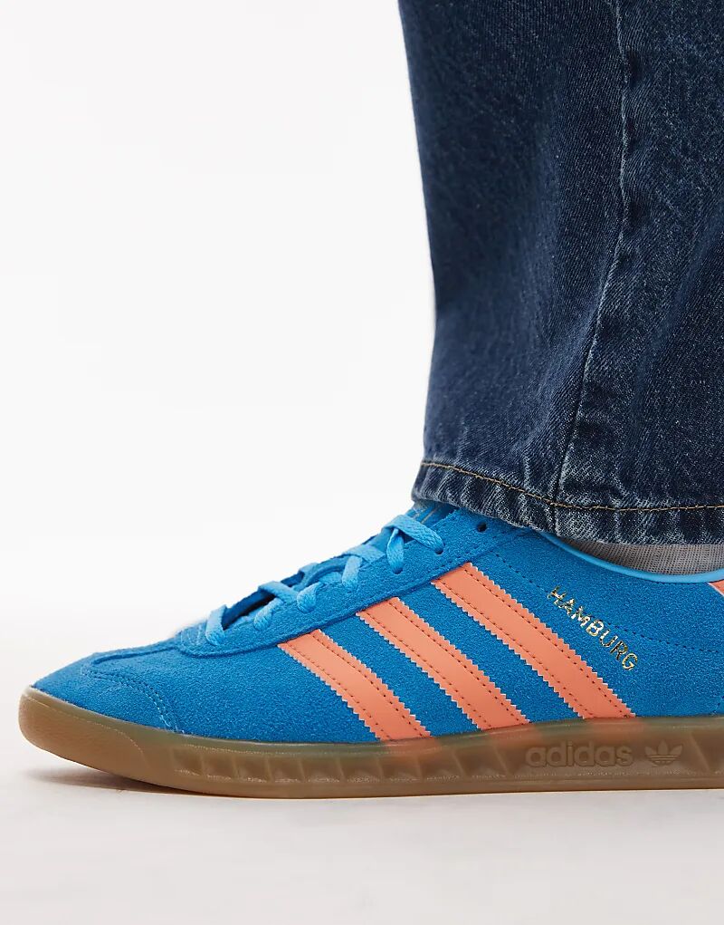 Кроссовки adidas Originals Hamburg синего и оранжевого цветов — фото 4