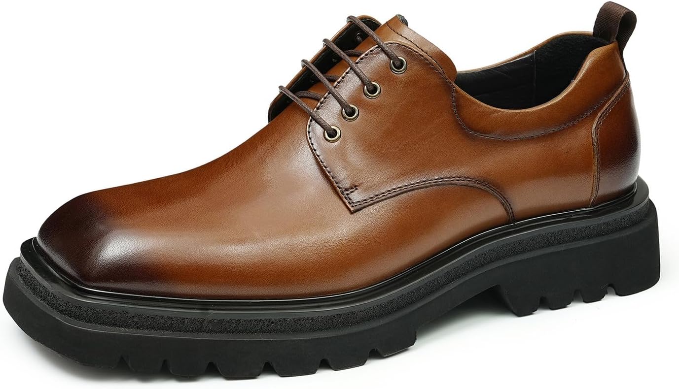 

Мужские оксфорды Santimon- классические туфли из натуральной кожи с квадратным носком, подходят для смокинга, свадьбы и повседневного бизнеса, коричневый