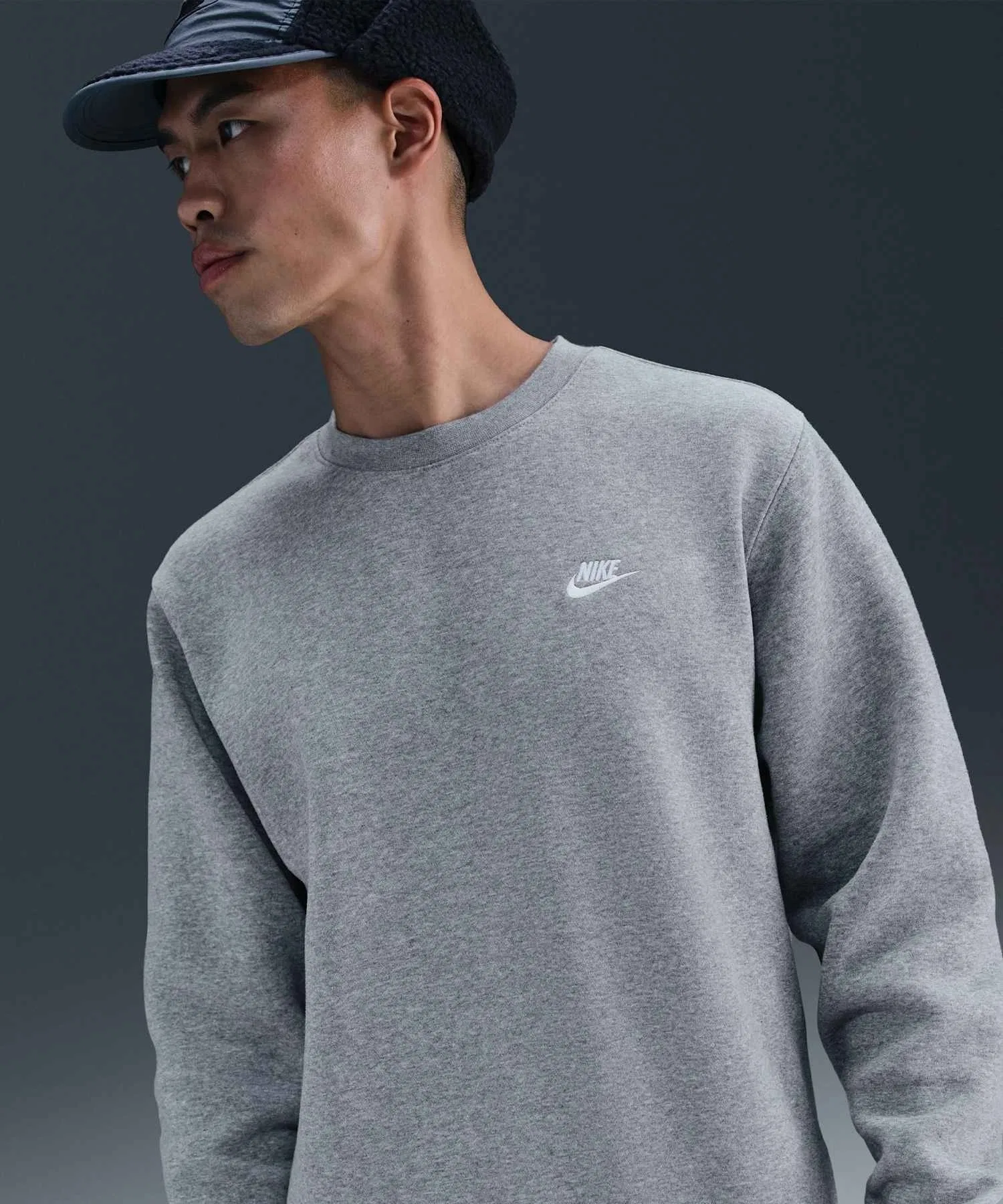 Мужская флисовая толстовка Nike Club FN3887-063, темно-серый меланж