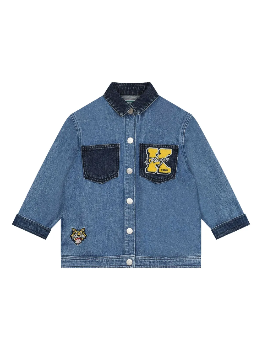 

Джинсовая куртка-рубашка с логотипом Kenzo Kids, синий