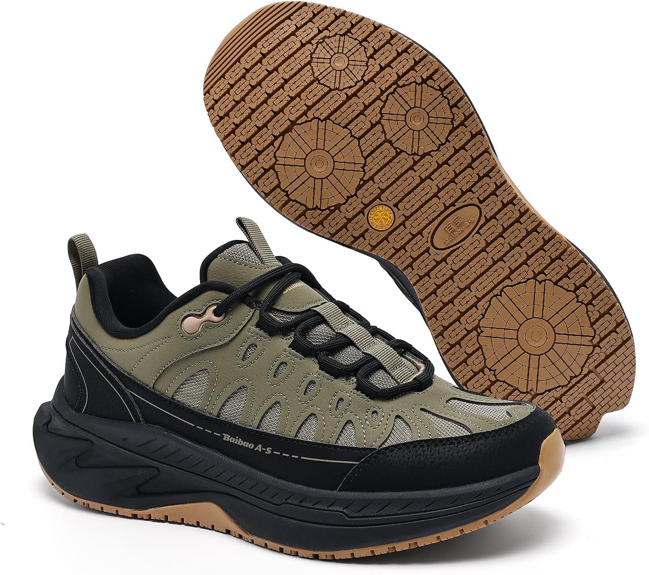 

Мужские модные кроссовки, Городские походные обувь с подошвой с турбинным сбросом давления, Водонепроницаемые и дышащие кроссовки для ежедневной носки Baibao A-S, зеленый