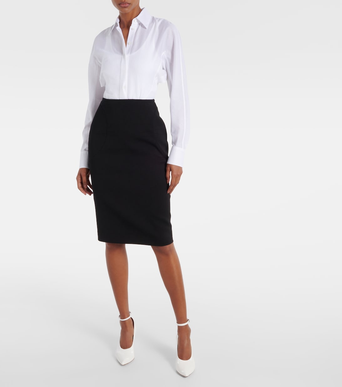Туфли-лодочки из лаковой кожи Shark Alaïa, Blanc Optique — фото 2