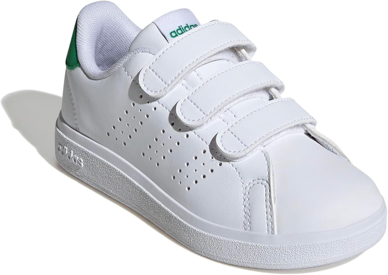 Кроссовки adidas Advantage Base 2.0 для детей, унисекс для взрослых, белый/зеленый — фото 3