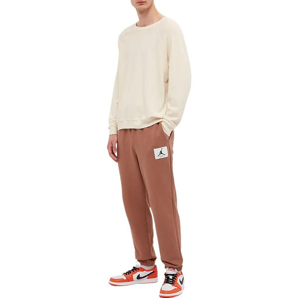 Спортивные штаны Air Jordan Solid Color Label Lacing Bundle Feet Sports Pants Men's Earthy Yellow, коричневый — фото 2