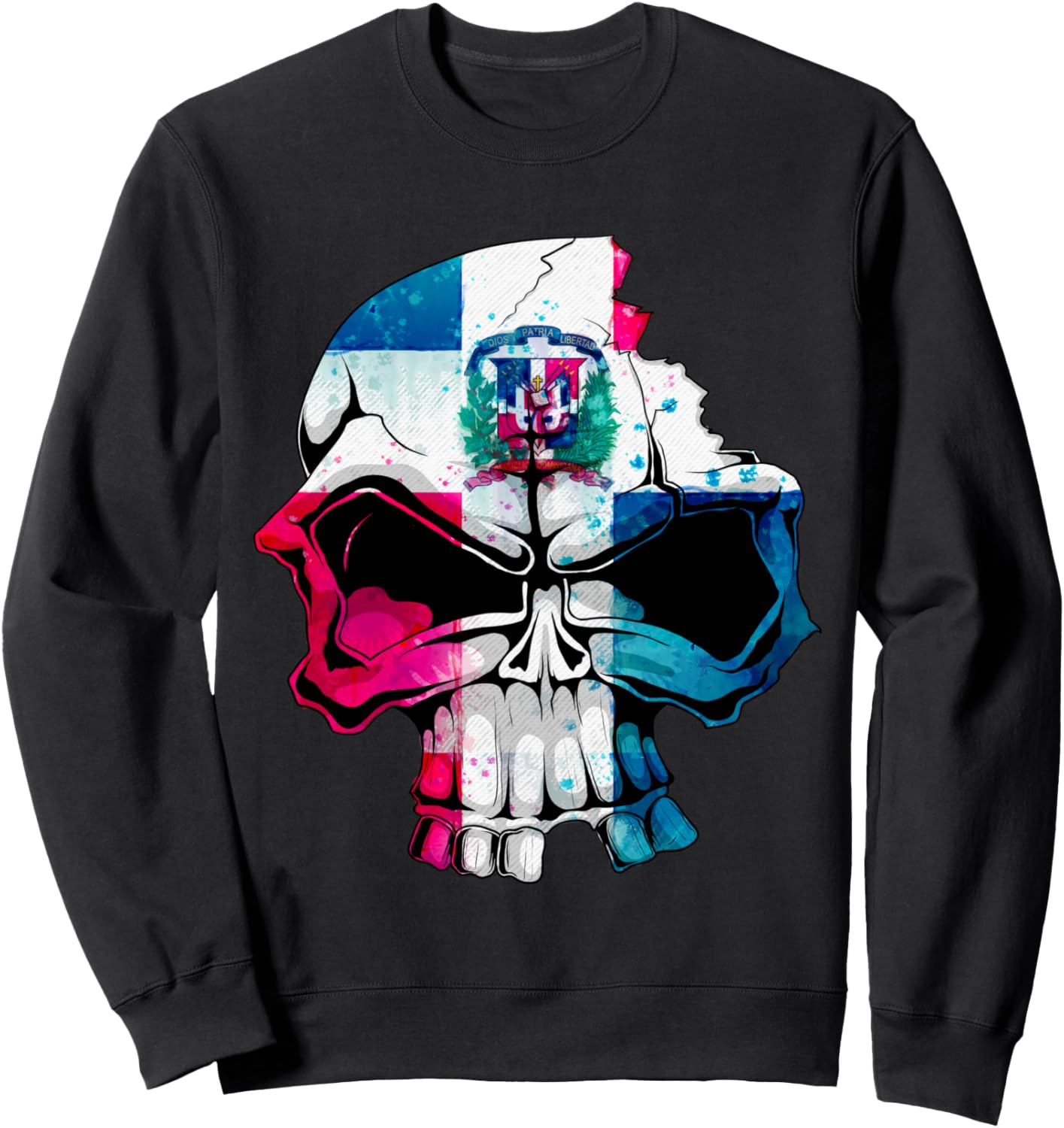 

Толстовка в стиле «Доминиканский флаг, череп, гордость за наследие» Dominican Flag Skull Artful Patriotism, черный