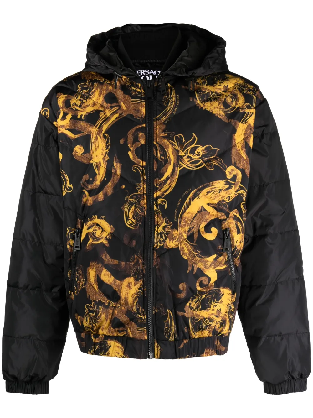 

Пуховик с принтом Watercolour Couture Versace Jeans Couture, черный