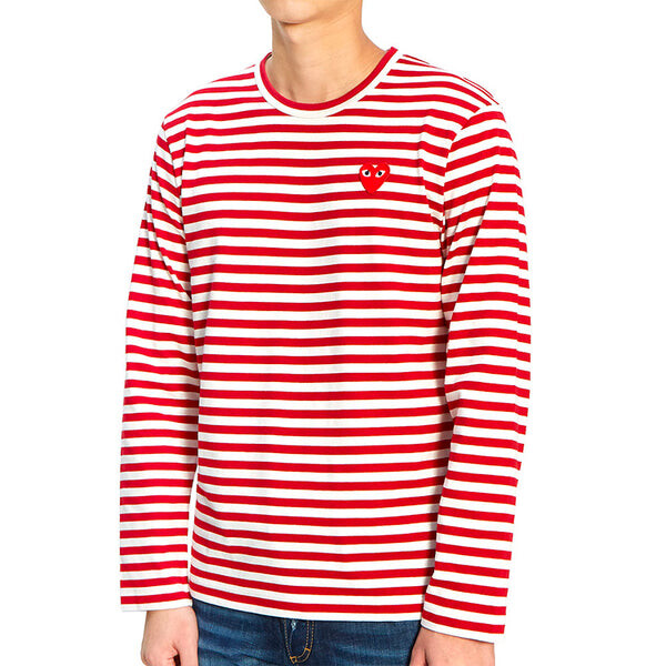 Футболка striped long-sleeve t-shirt 'red' Comme Des Garcons Play, красный — фото 4