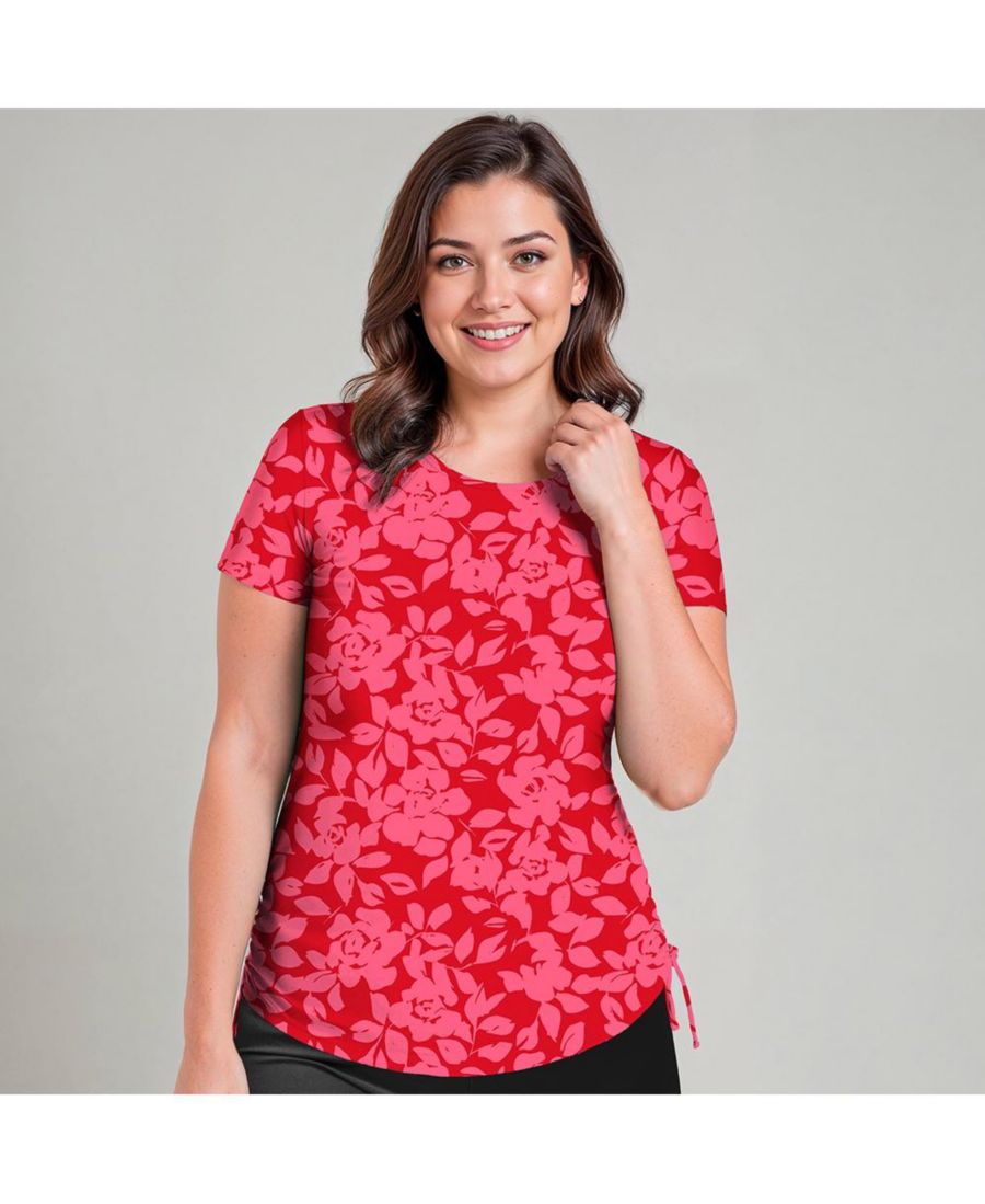 

Купальный топ и плавки/бюстгальтер Adele больших размеров с короткими рукавами Calypsa, Blushing roses