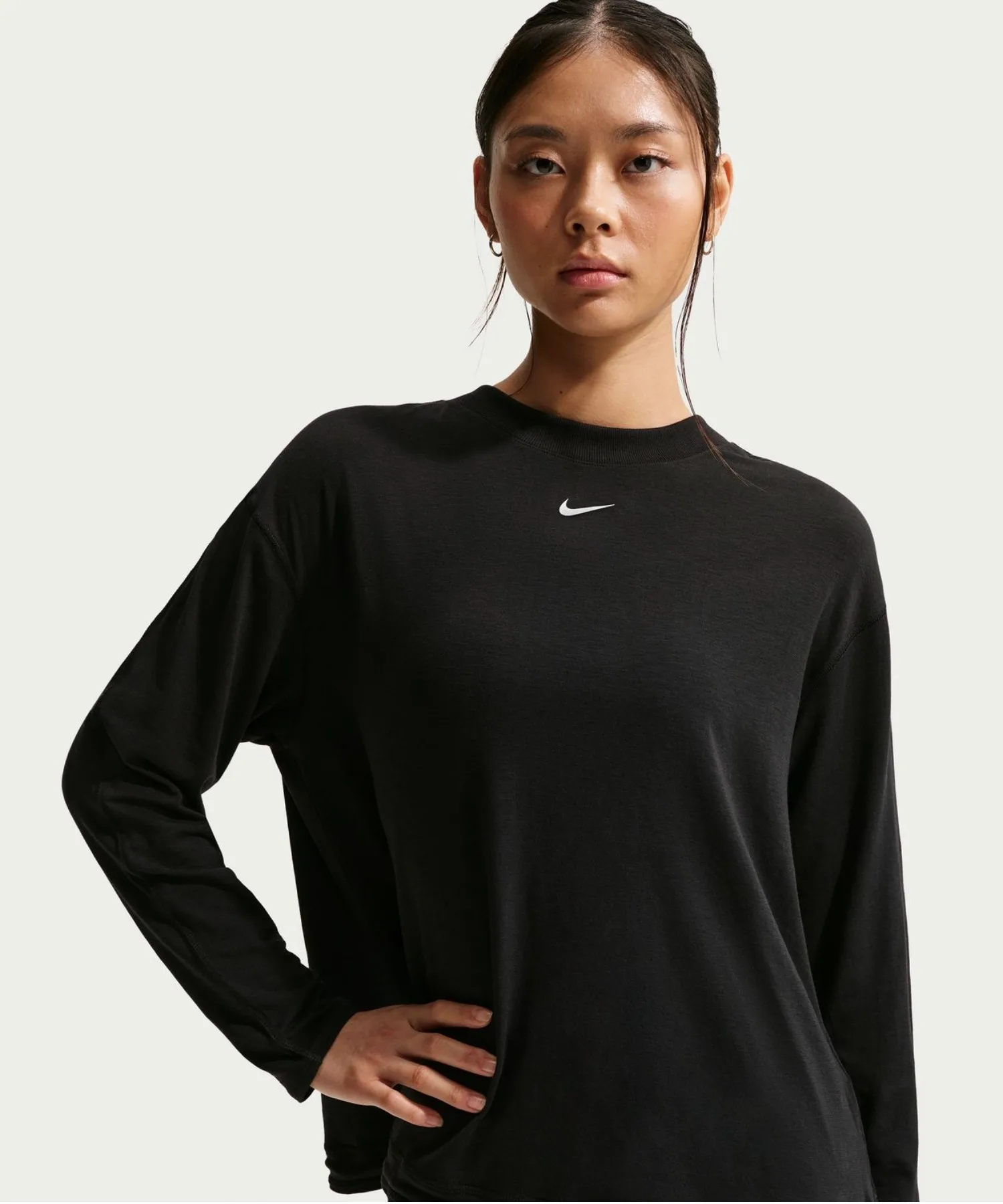 Женский топ с длинным рукавом Nike ONE RELAXED DF LS черный