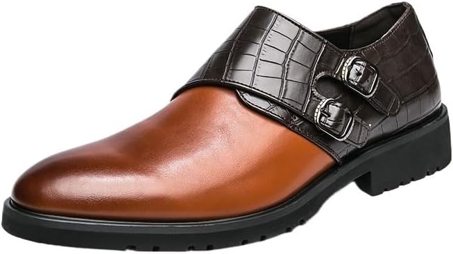 

Мужские классические кожаные туфли с двойной пряжкой-монах, повседневные деловые оксфорды, кожаные лоферы, для повседневной носки, вождения, свадеб и вечеринок Zestrelax, коричневый