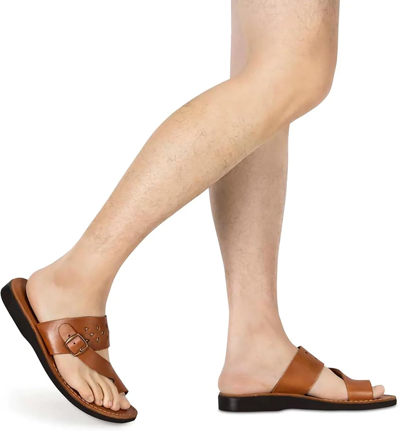 Эзра - Кожаные сандалии с вырезами - Мужские сандалии Jerusalem Sandals, Honey — фото 4