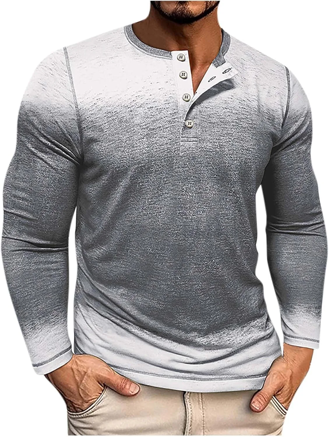 

Мужская футболка поло с длинным рукавом stretch casual lightweight button shirt gradient tee regular fit cotton Dovford