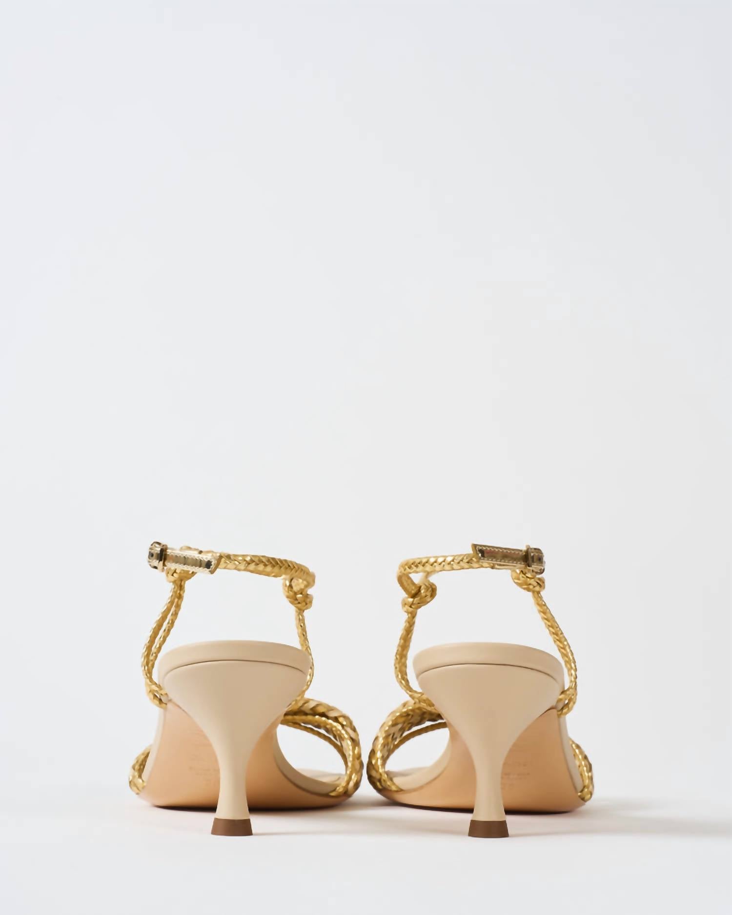 Женские мюли Julia Marbella на каблуке в цвете Bambu и Oro Casadei, Bambu'+Oro — фото 3