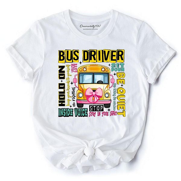 

Футболка School bus driver, забавная футболка с надписью про профессию Ornamentallyyou, White