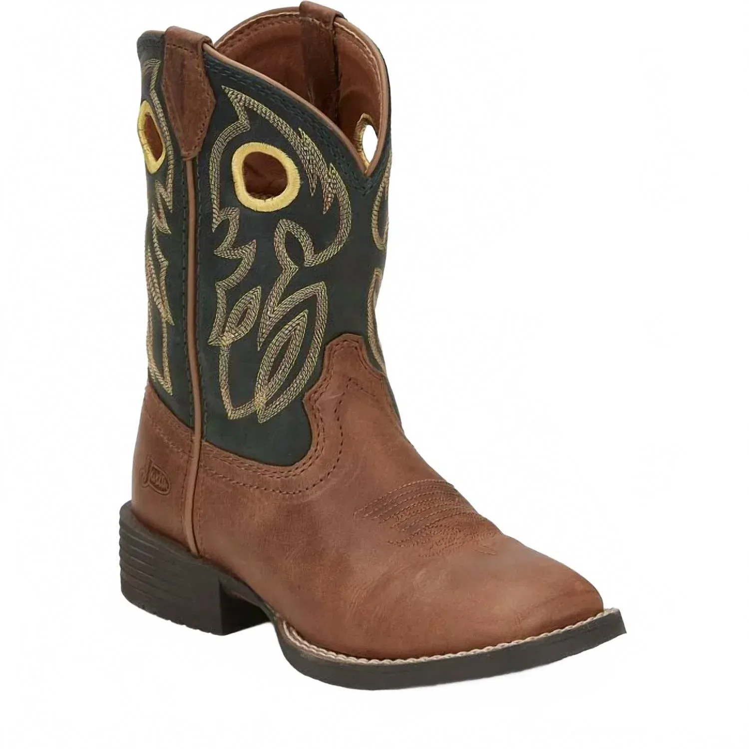 Justin Boots Детские ковбойские сапоги с широким квадратным носком, коричневые — фото 3