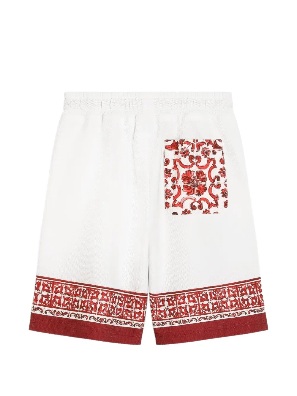 Шорты-Бермуды из двойного пике с принтом Majolica Dolce & Gabbana Kids, белый — фото 2