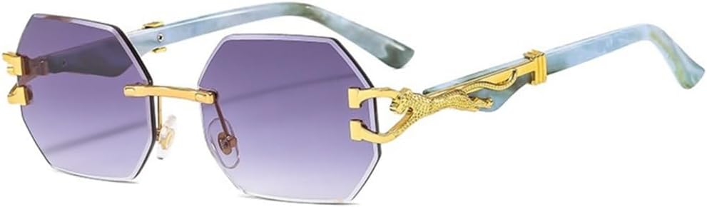 

Солнцезащитные очки без оправы для женщин и мужчин, с цветными градиентными линзами из поликарбоната, мраморным узором, золотистым декором и защитой от УФ-излучения UV400 HDUBFY, C2