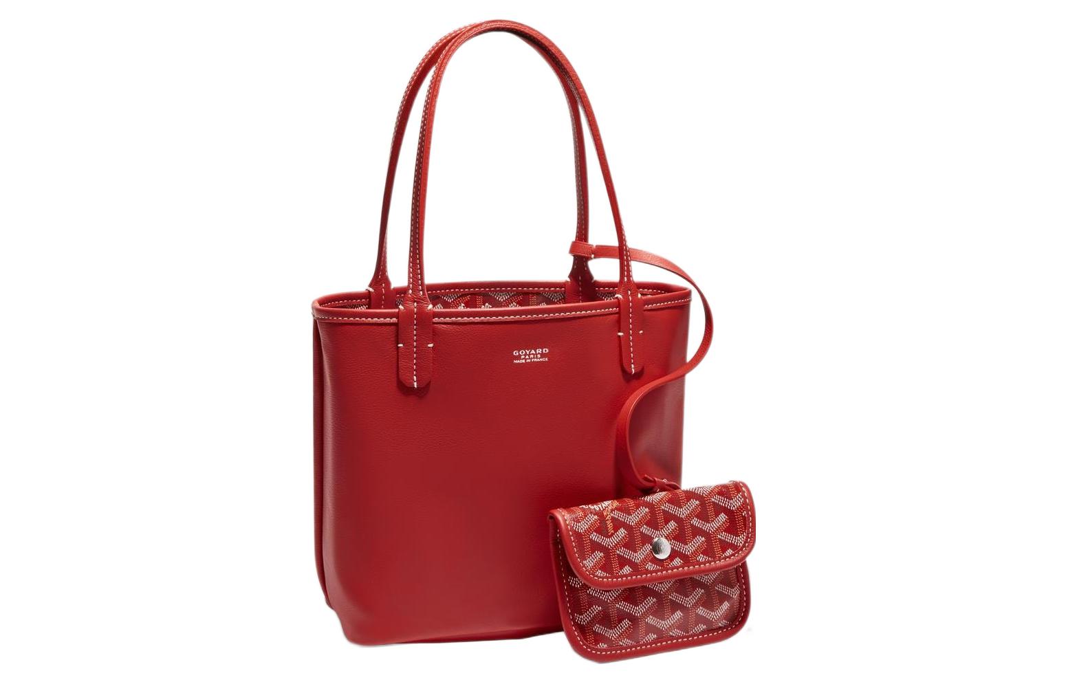 

GOYARD Сумка тоут мини женская с комбинацией холста и кожи, Red