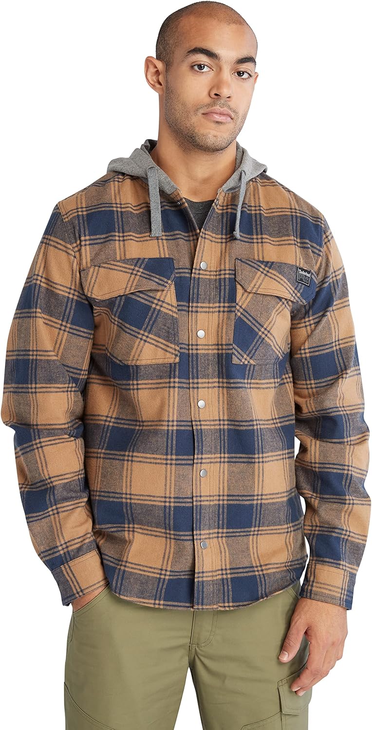 

Толстовка с капюшоном Timberland PRO для мужчин Woodfort средней толщины из фланели, Dark Wheat