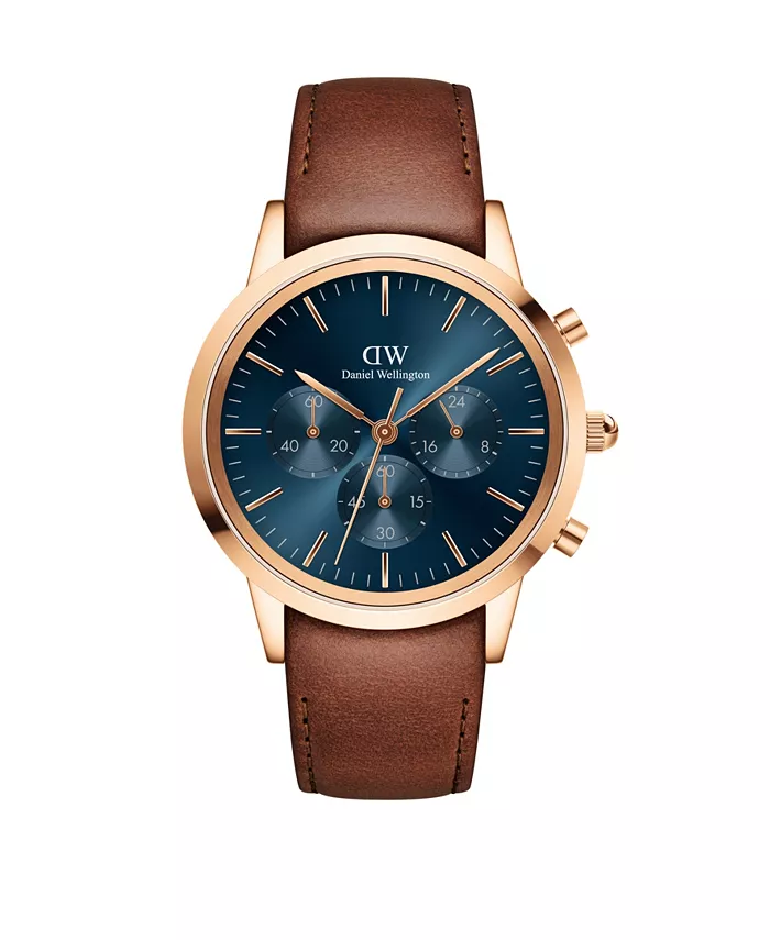 

Мужские часы Iconic Chronograph Saint Mawes с коричневым кожаным ремешком, 42 мм Daniel Wellington