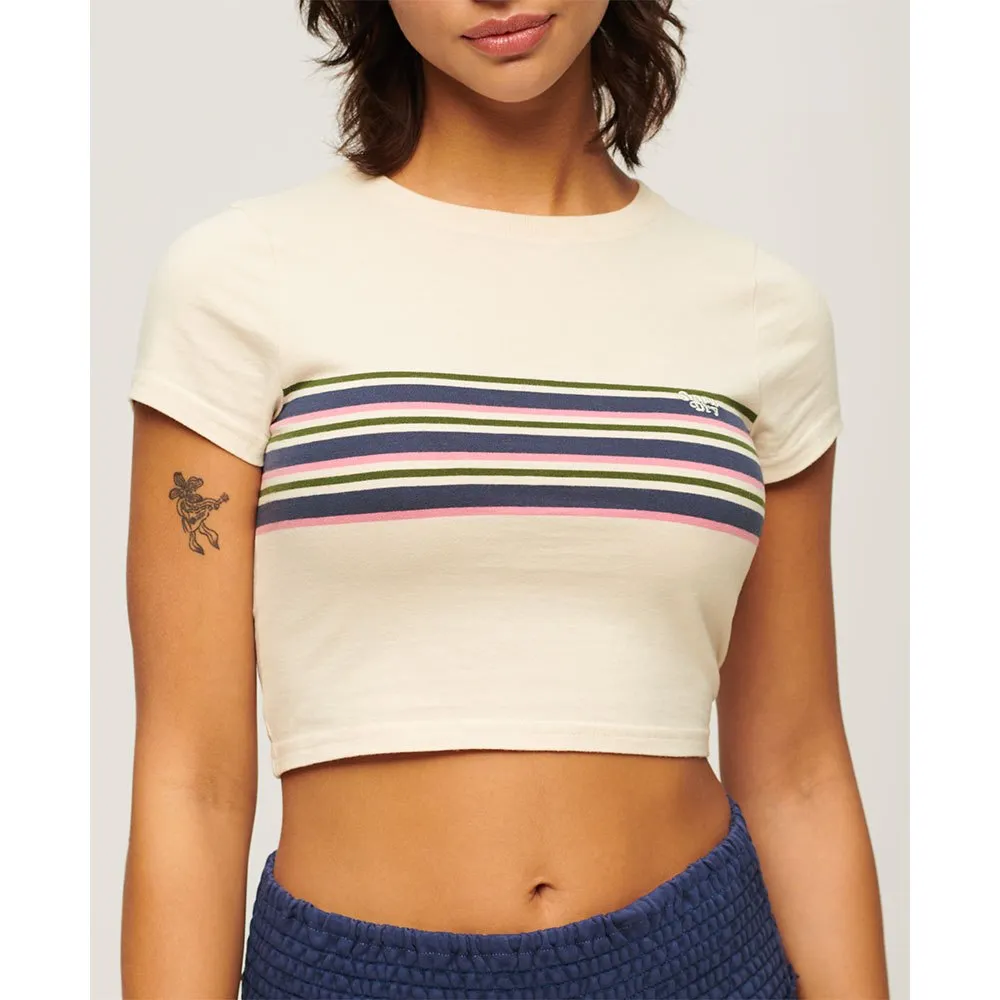 

Футболка Superdry Vintage Stripe Crop, бежевый