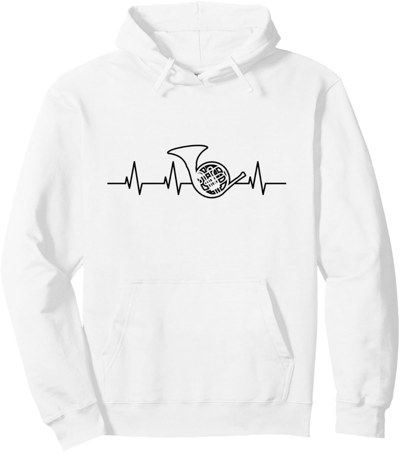 

Мужская толстовка Hornist Heartbeat с изображением французского валторны French Horn T-Shirt For Men, Horn Player Gift, белый