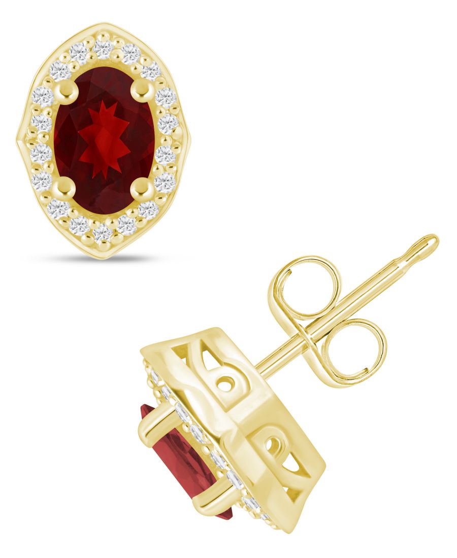 

Серьги-гвоздики с бриллиантами и драгоценными камнями (общий вес 1/5 карата) в оправе из белого золота 10 карат (также доступны в оправе из желтого золота 10 карат) Macy's, Garnet