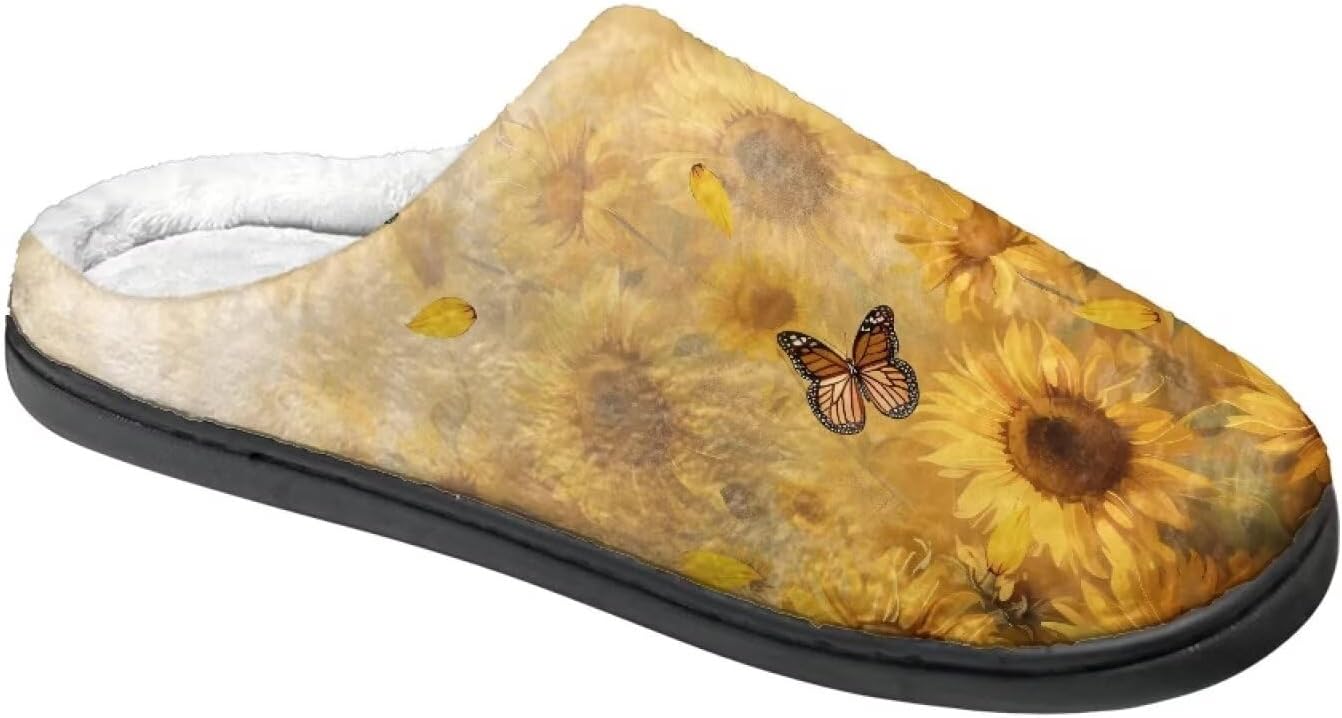 

Тапочки для женщин и мужчин, домашние мягкие плюшевые тапочки с мемори-пеной, теплые Rweroyiu, Sunflower