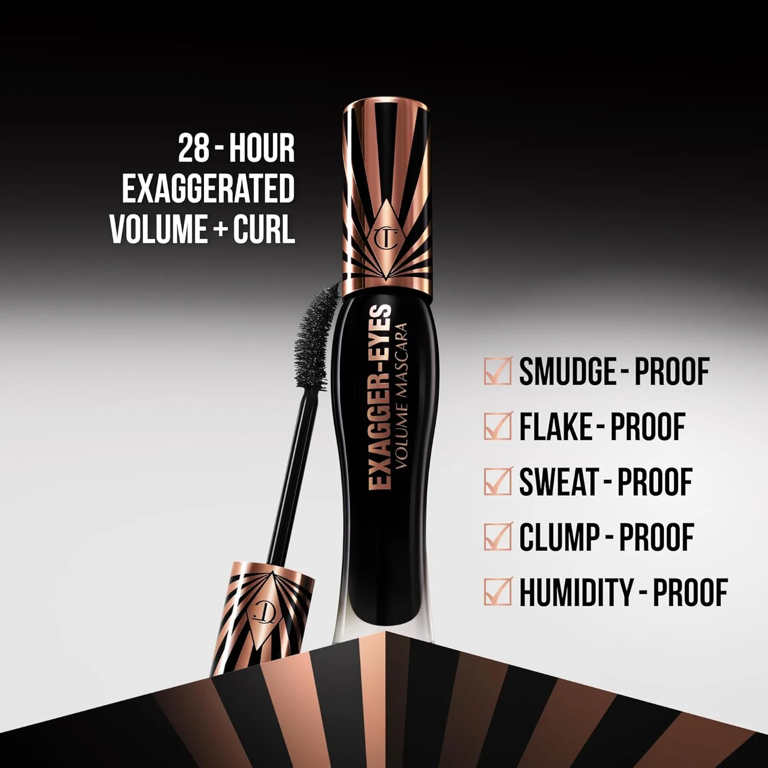 Тушь для ресниц Charlotte Tilbury Exagger-Eyes Instant Volume, объемная, удлиняющая, без комочков, стойкость 28 часов 8,3 мл (1 шт.), Exagger-Black — фото 4