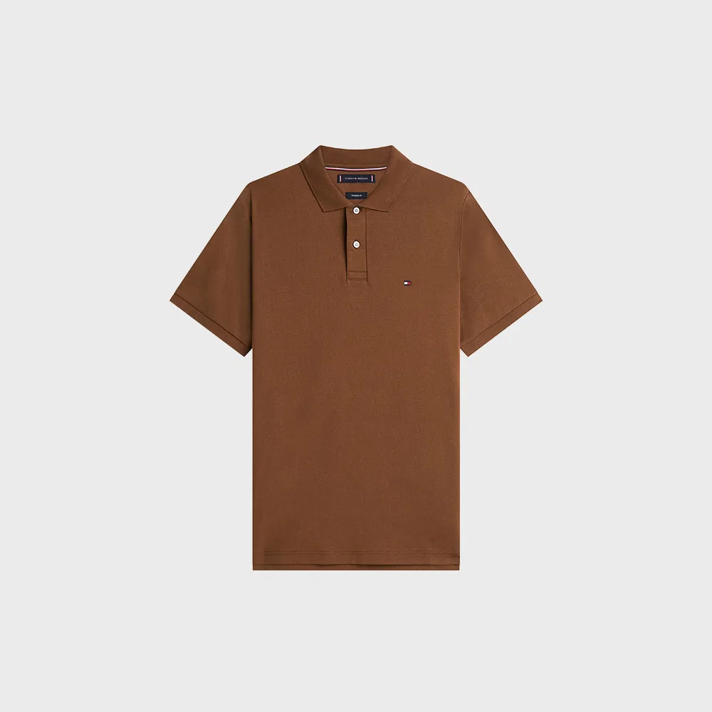 Мужская поло-рубашка Liquid Cotton сезонная коричневая от Tommy Hilfiger