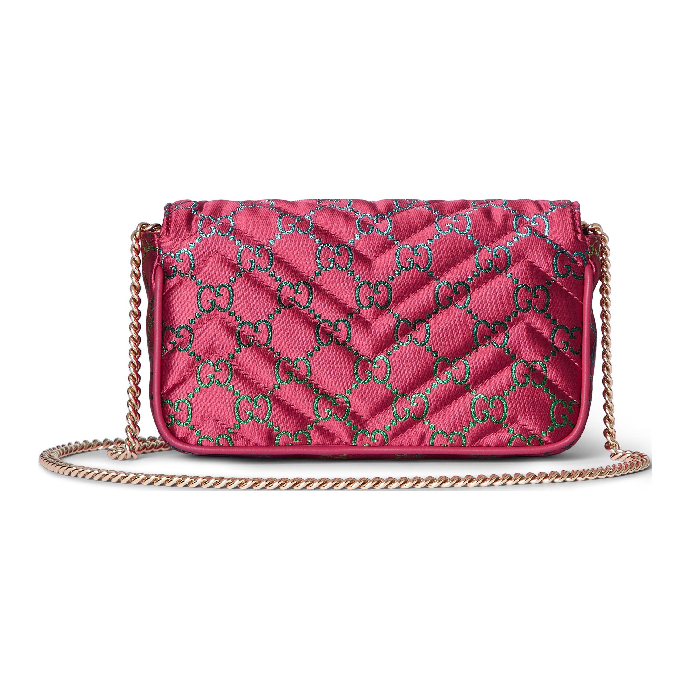 Женская сумка через плечо GUCCI GG Marmont Canvas Extra Mini, розовая — фото 3
